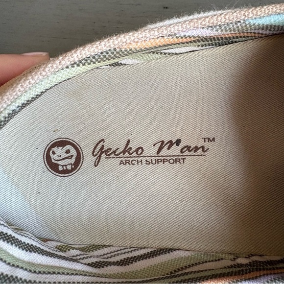Geckos Man Women Canvas Slip-On Loafers Size 8.5 Arch Support Beige Casual Comfy - Picture 12 of 13